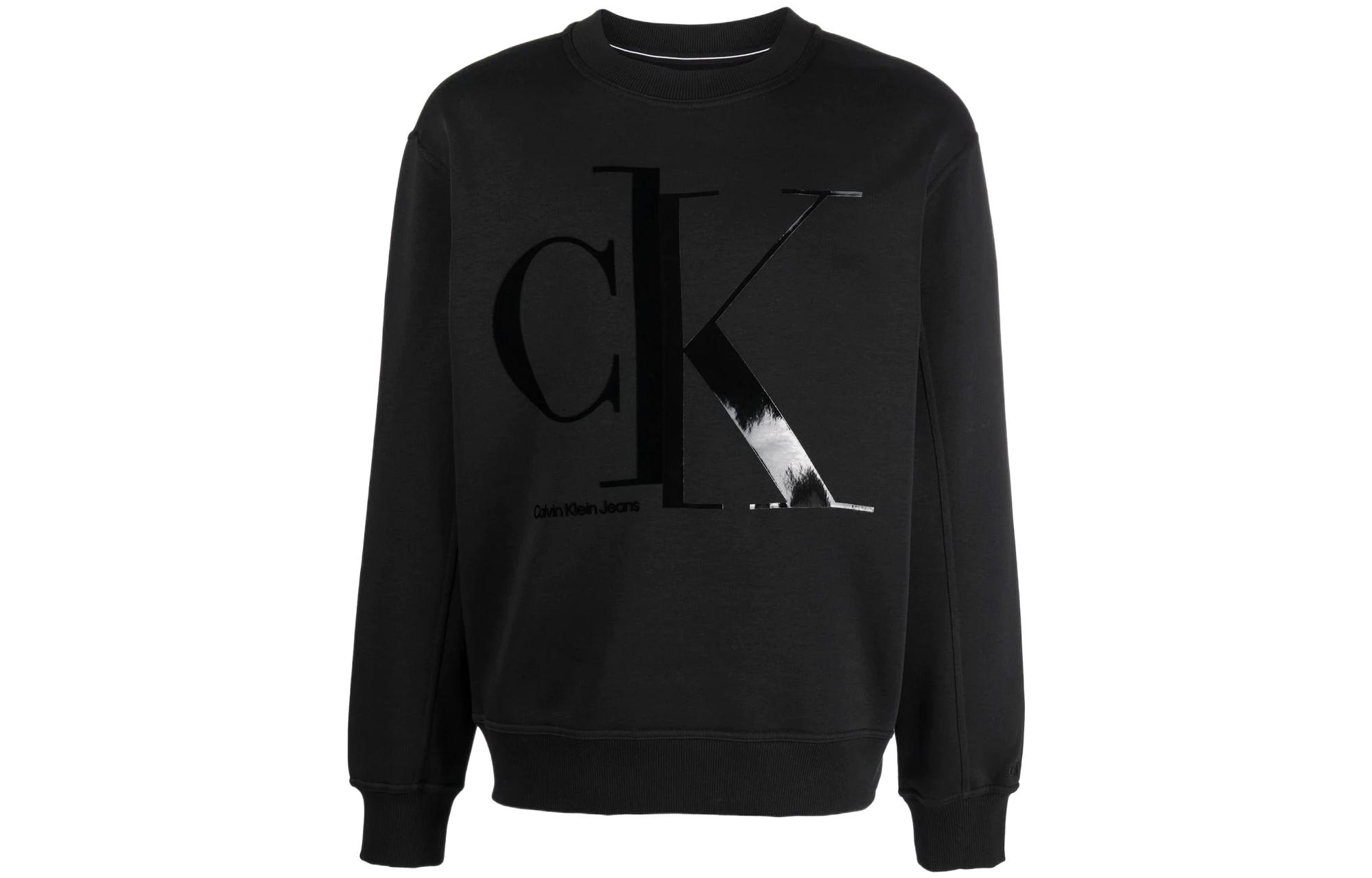 Calvin Klein SS22 Black Crewneck Letter Print Sweatshirt J30J319706-BEH