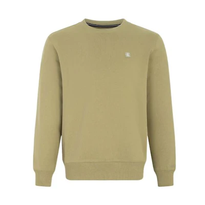 Calvin Klein SS22 Embroidered Logo Cotton Sweatshirt Khaki Long Sleeve J320775-L9F