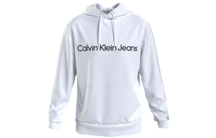 Calvin Klein SS22 Logo Print Pullover Hoodie White J30J319930-YAF