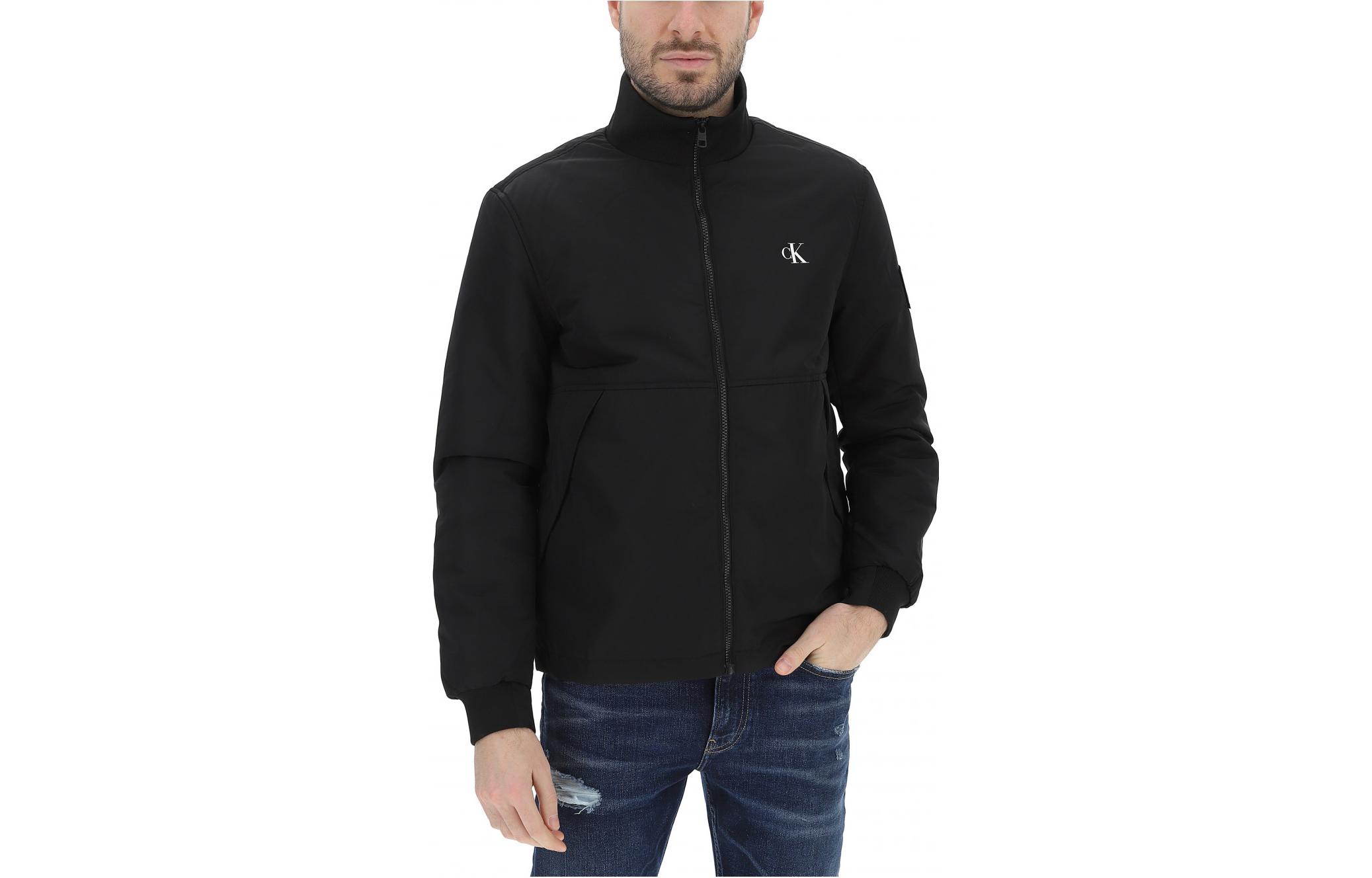 Calvin Klein SS22 Logo Print Zip-Up Jacket Black Long Sleeve J30J319884BEH