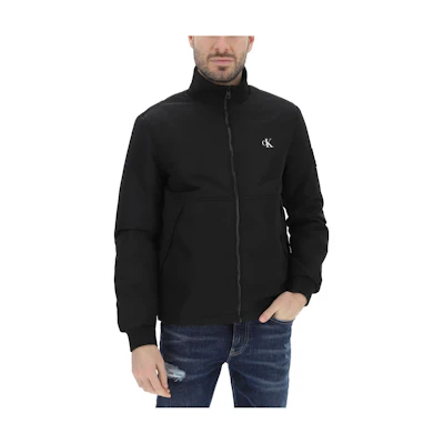 Calvin Klein SS22 Logo Print Zip-Up Jacket Black Long Sleeve J30J319884BEH