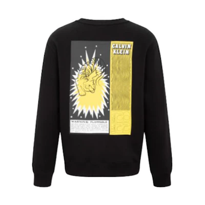 Calvin Klein SS22 Tiger Print Logo Crewneck Sweatshirt Unisex Black J400110-BEH