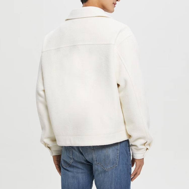 Purchase CALVIN KLEIN SS23 Chaqueta Cremallera Cuello Lana Mezcla Off-White. J322641-YBI