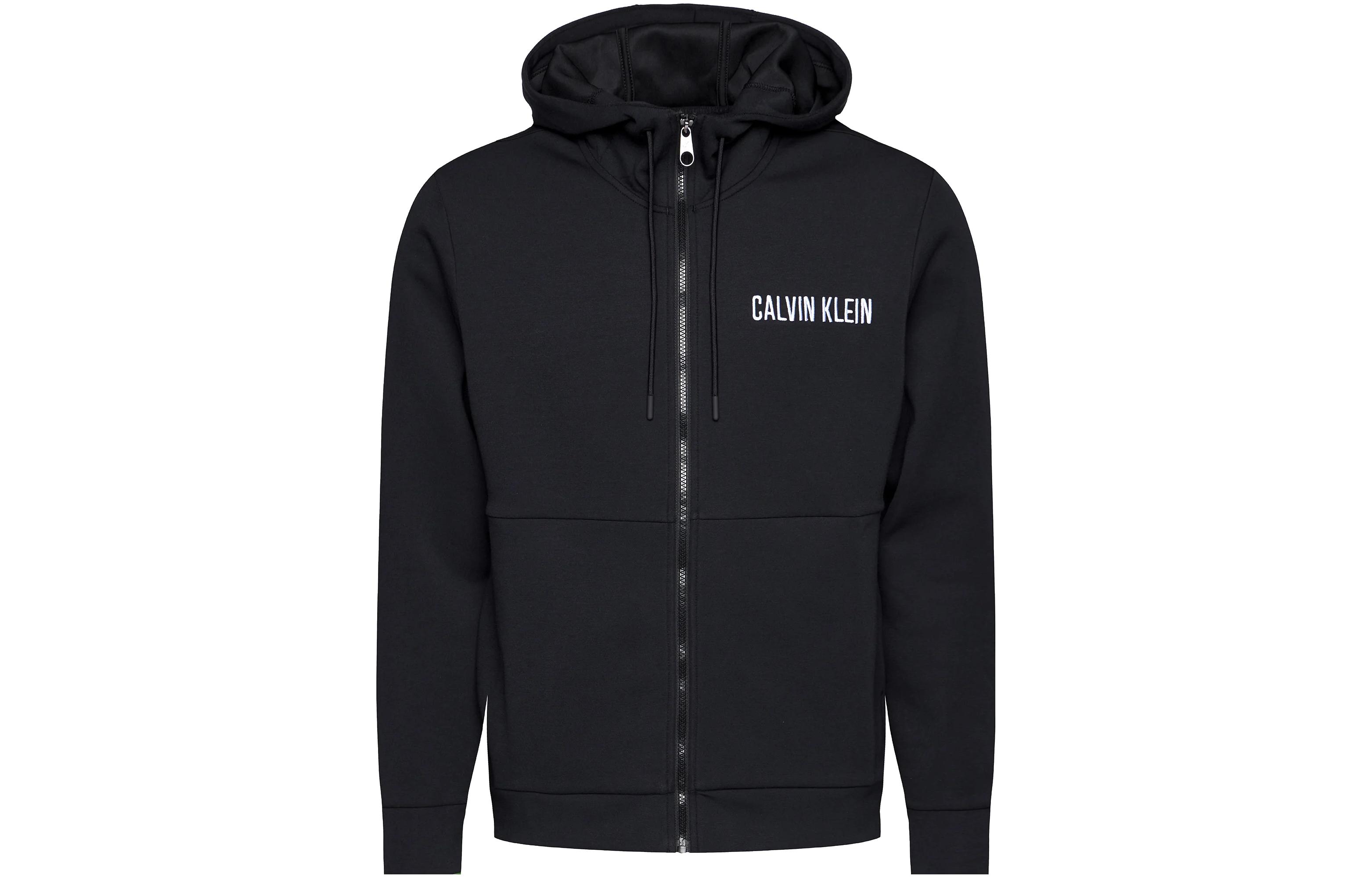 Calvin Klein SS23 Alphabet Print Black Zip-Up Hoodie Long Sleeve 00GMF0J401