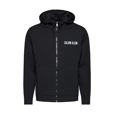 Calvin Klein SS23 Alphabet Print Black Zip-Up Hoodie Long Sleeve 00GMF0J401