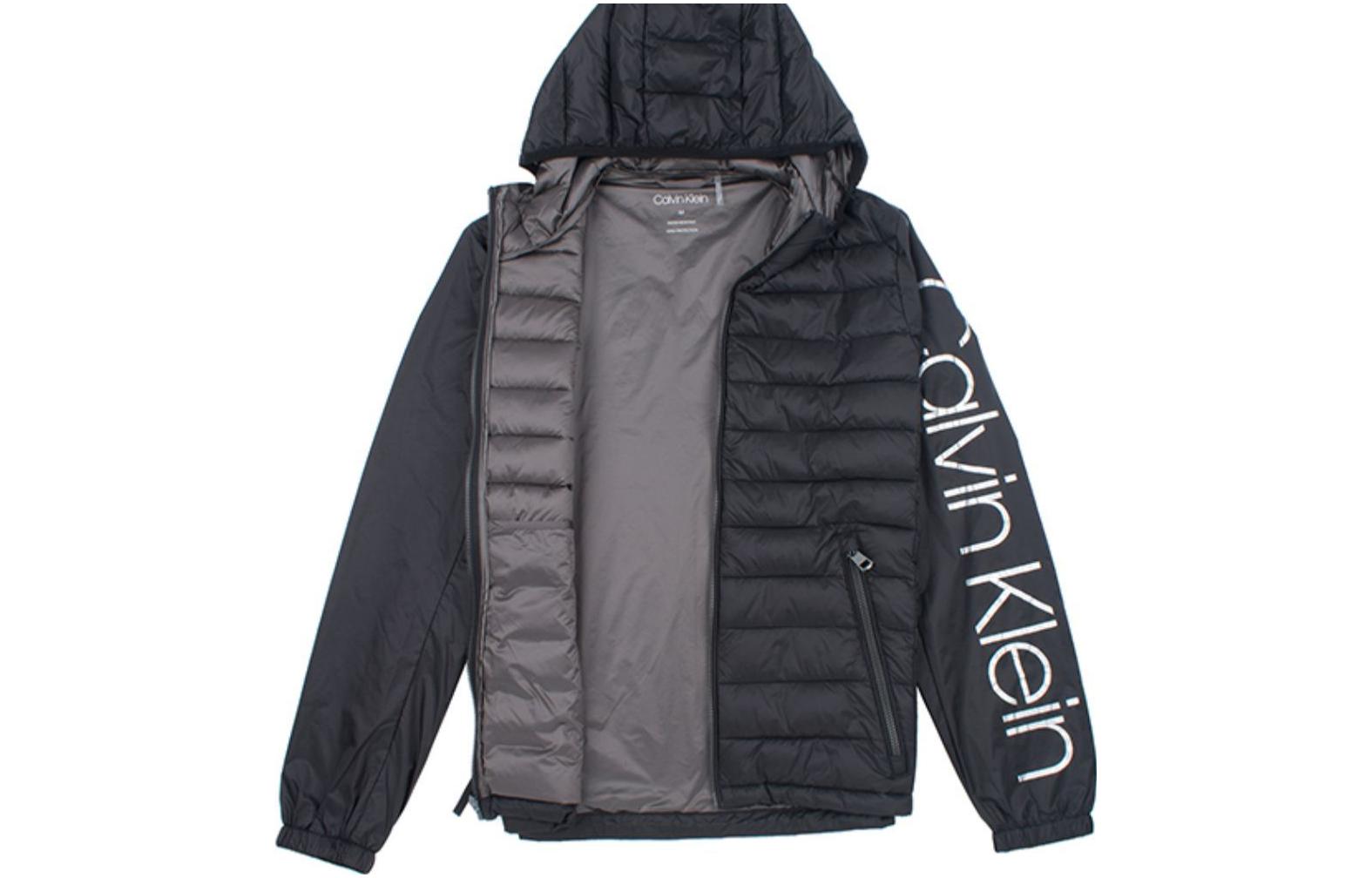 Calvin Klein SS23 Alphabet Print Lightweight Hooded Jacket Black () CM813250-BLK