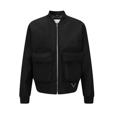 Calvin Klein SS23 Black Solid Logo Patch Zip-Up Jacket J322677-BEH