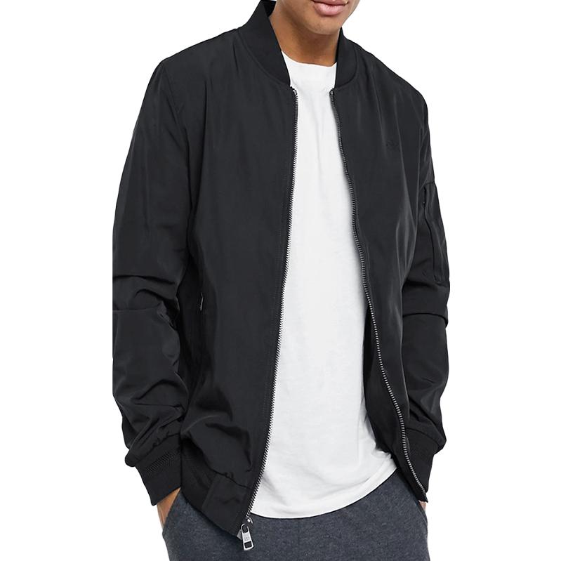 Shop Calvin Klein SS23 黑色纯色长袖拉链夹克 CM107904-BLACK