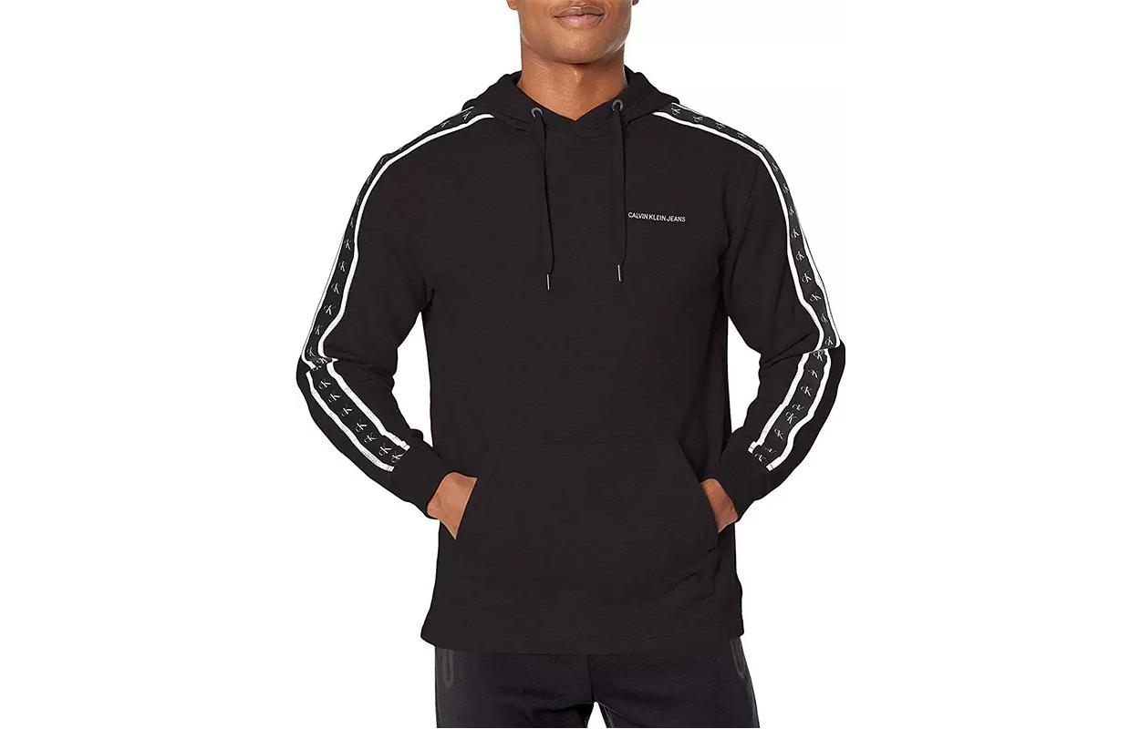 Calvin Klein SS23 Black Striped Print Zip-Up Hoodie Jacket 41BK745-QC12