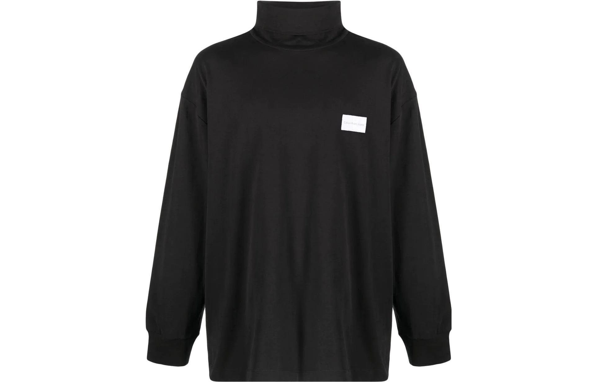 Calvin Klein SS23 Embroidered Logo High Neck Sweatshirt Black () J30J322626-BEH