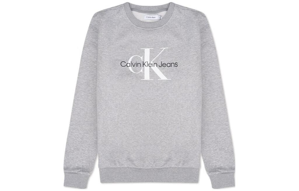 Calvin Klein SS23 Gray Logo Print Crewneck Long Sleeve Sweatshirt 40200GP-030