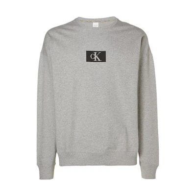 Calvin Klein SS23 Gray Logo Print Crewneck Relaxed Fit Lounge Sweatshirt Men NM2415E-P7A