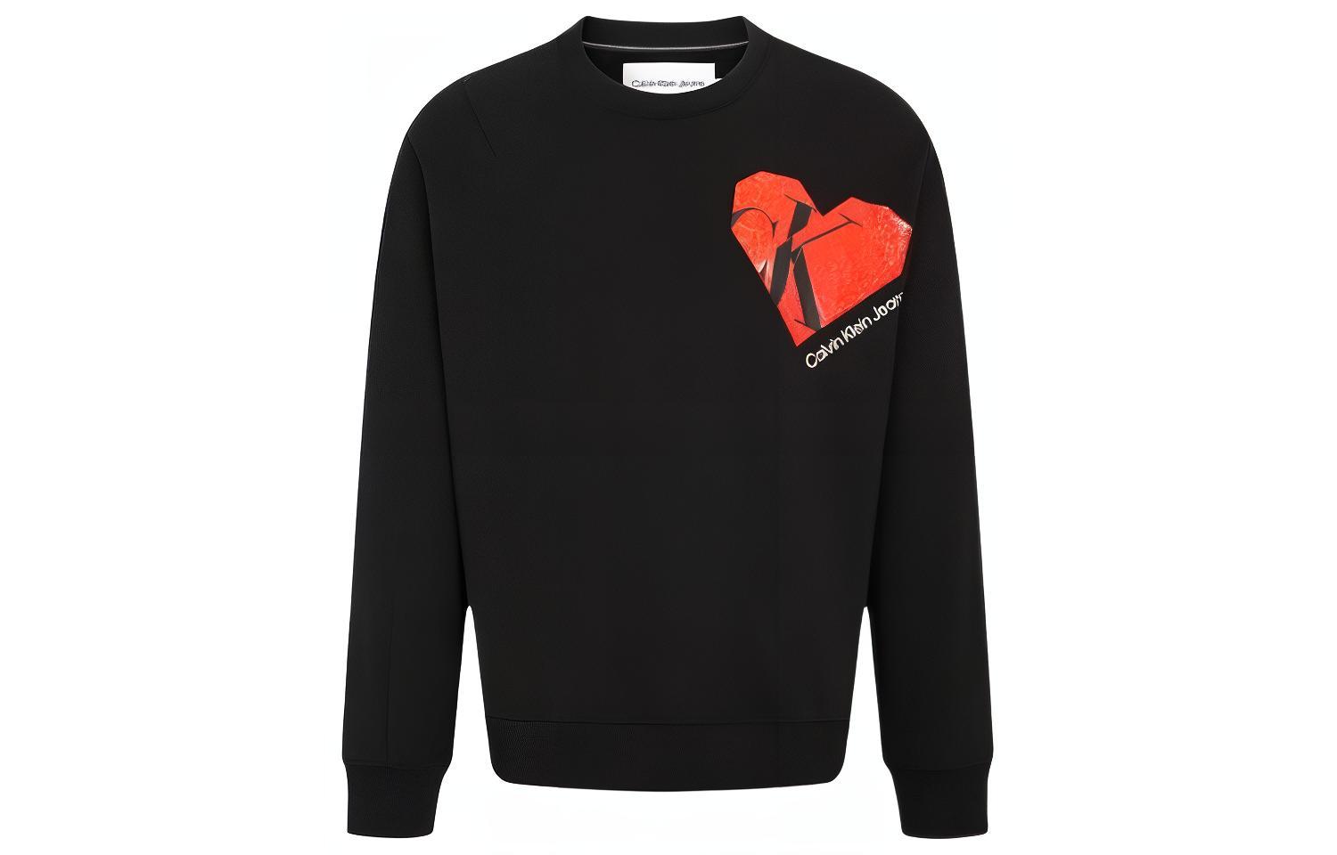 Calvin Klein SS23 Heart Print Oversized Crewneck Sweatshirt Unisex Black J400220-BEH