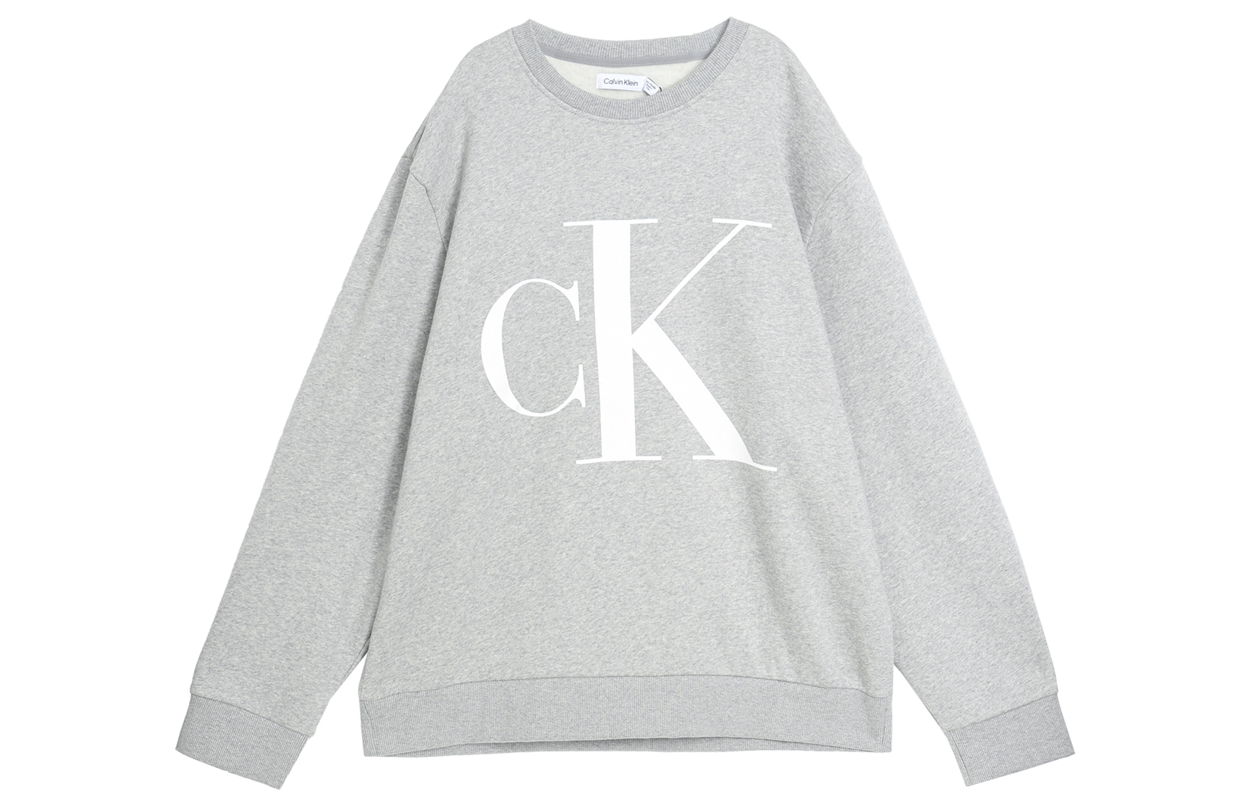 Calvin Klein SS23 Logo Crewneck Long Sleeve Sweatshirt Men Light Grey 40JM937-030