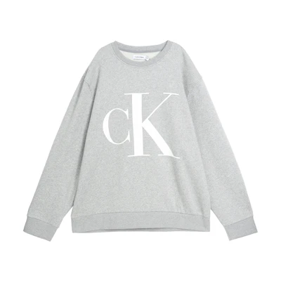Calvin Klein SS23 Logo Crewneck Long Sleeve Sweatshirt Men Light Grey 40JM937-030