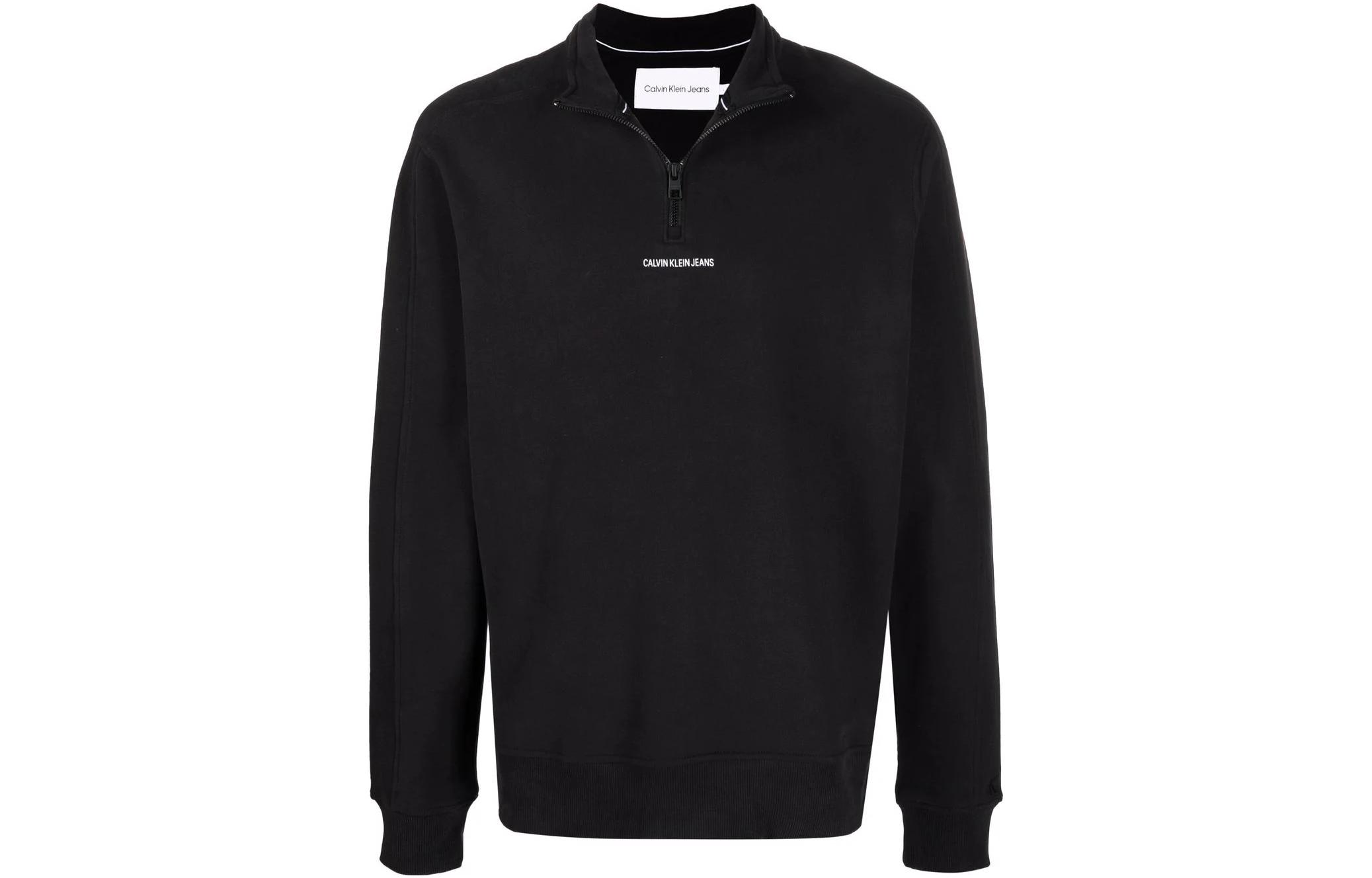 Calvin Klein SS23 Logo Half-Zip Pullover Sweatshirt Black () J30J319695-BEH