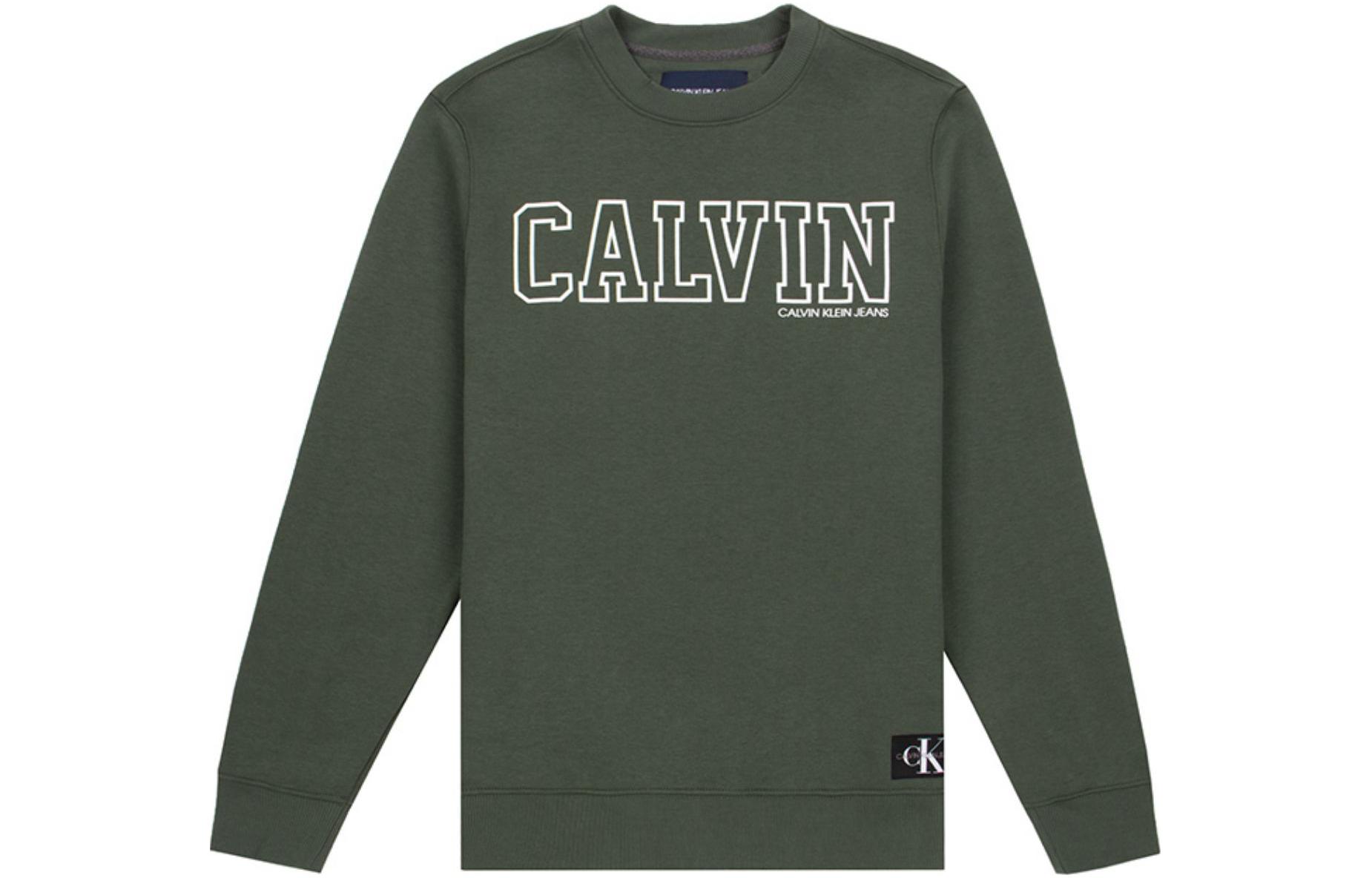 Calvin Klein SS23 Logo Print Crewneck Long Sleeve Sweatshirt Green () 41J7375-320