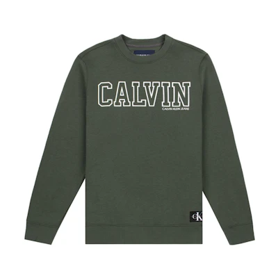 Calvin Klein SS23 Logo Print Crewneck Long Sleeve Sweatshirt Green () 41J7375-320