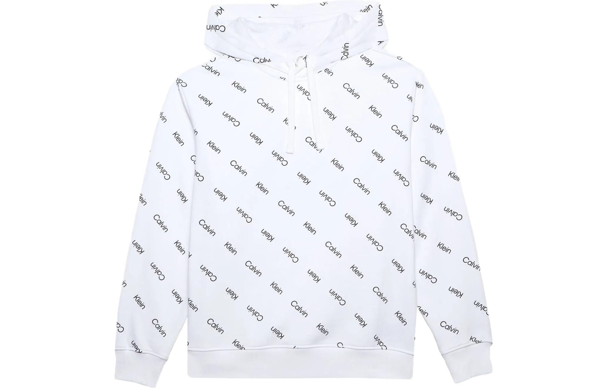 Calvin Klein SS23 Logo Print Long-Sleeve Hoodie White 40IC400-103