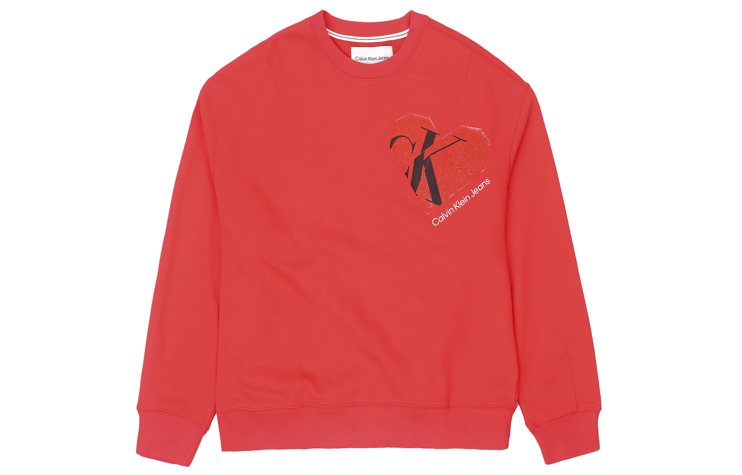 Calvin Klein SS23 Red Heart Graphic Oversized Crewneck Sweatshirt Unisex J400220-XLZ