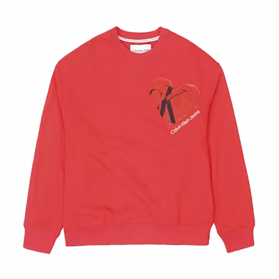 Calvin Klein SS23 Red Heart Graphic Oversized Crewneck Sweatshirt Unisex J400220-XLZ