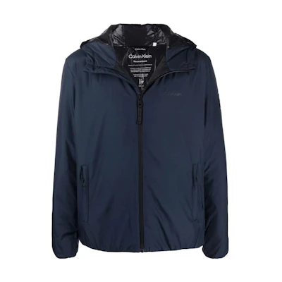 Calvin Klein SS23 Solid Color Logo Embroidered Hoodie Jacket Navy Blue () K10K108128DW4