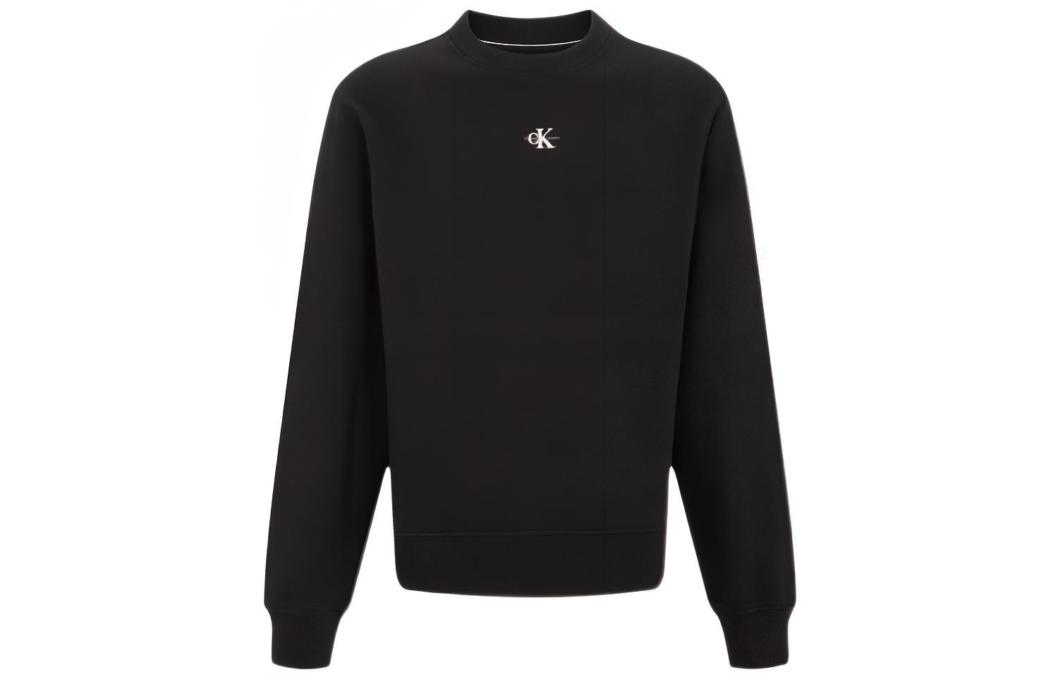 Calvin Klein SS23 Solid Logo Print Crewneck Sweatshirt Black () J323376-BEH