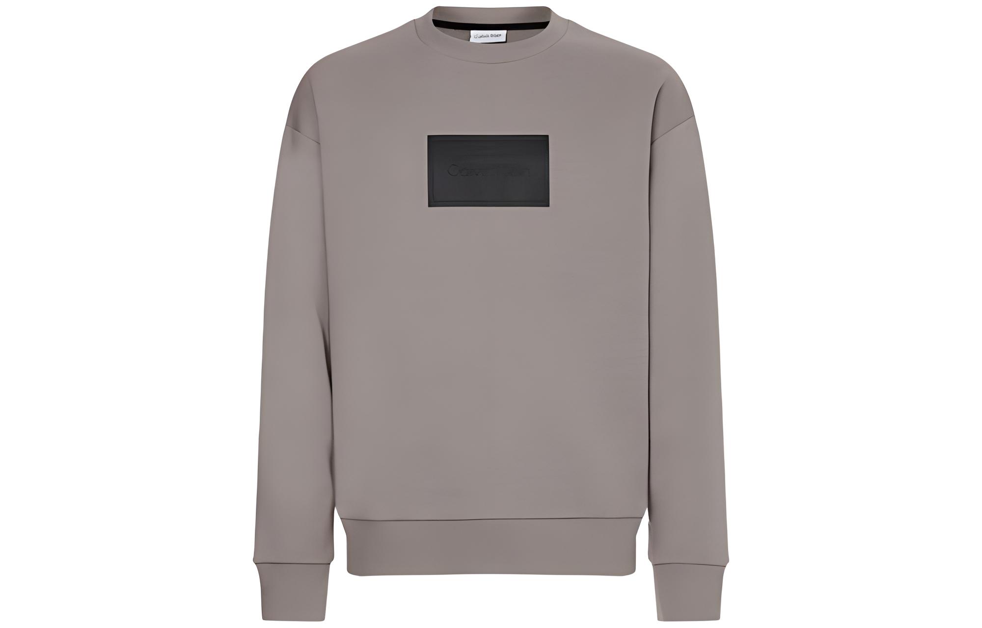 Calvin Klein SS23 Textured Logo Crewneck Long Sleeve Sweatshirt Grey for Men K10K110083-PQ6