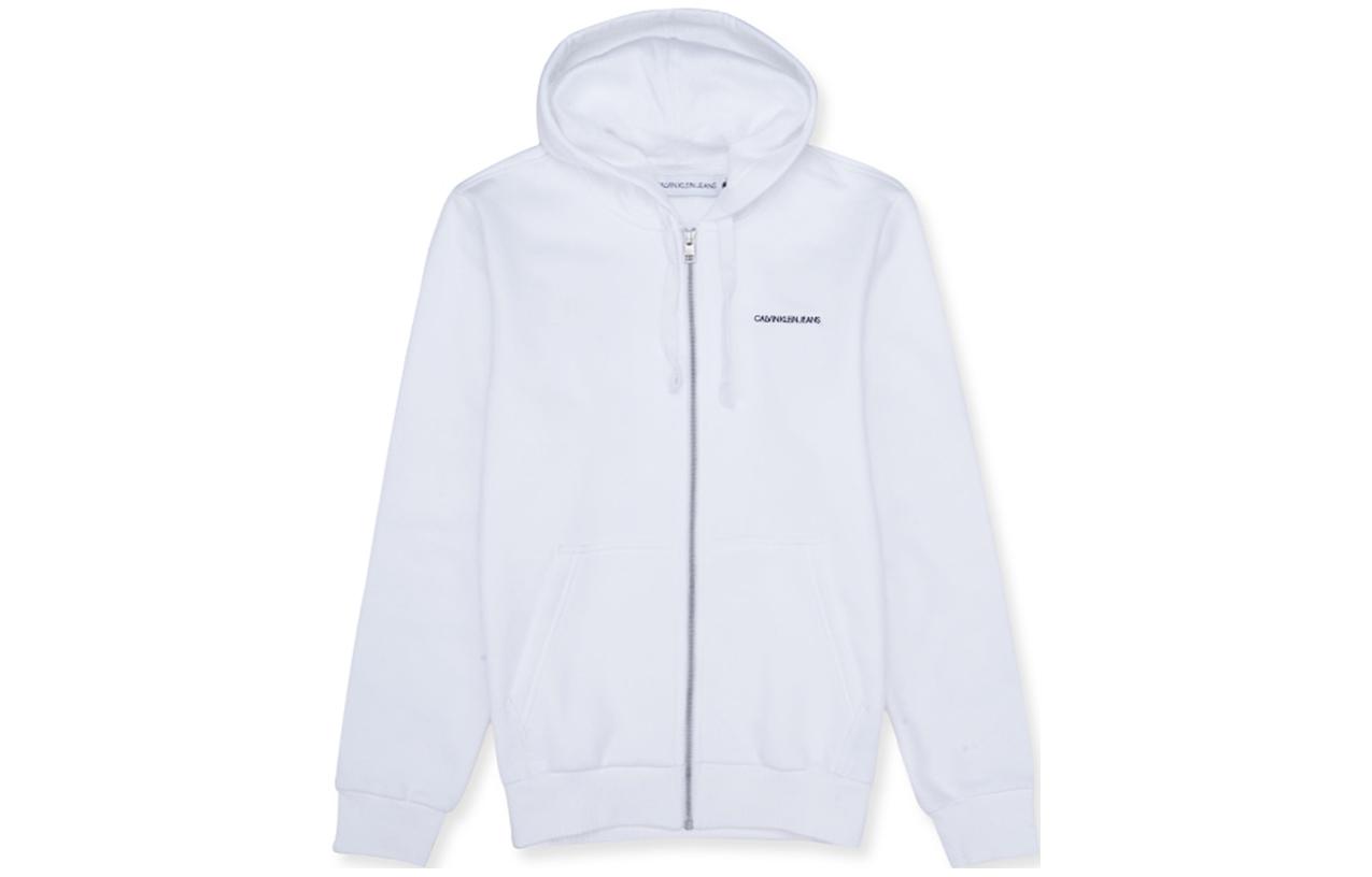 Calvin Klein SS23 White Letter Print Zip-Up Hoodie 41AC278-110