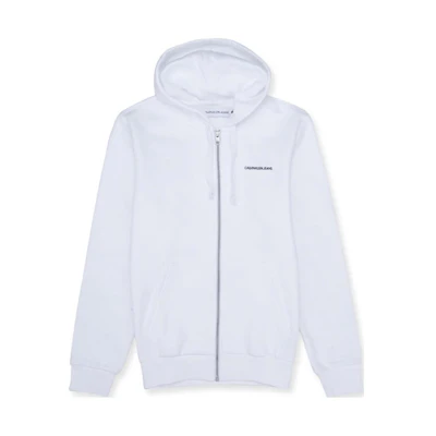 Calvin Klein SS23 White Letter Print Zip-Up Hoodie 41AC278-110