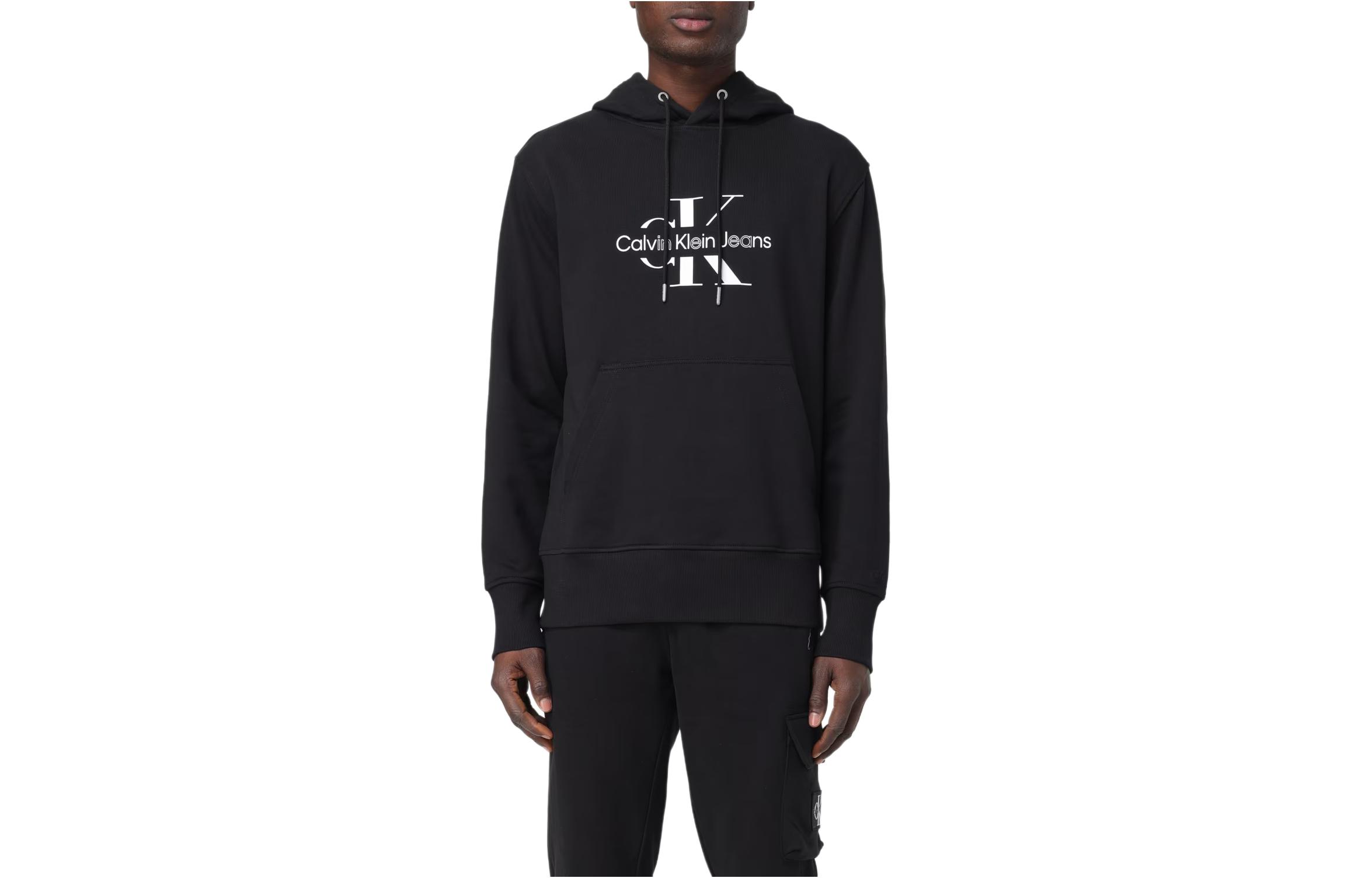 Calvin Klein SS24 Black Oversized Logo Embroidered Hoodie J30J325429-BEH