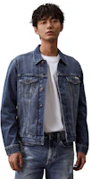 CALVIN KLEIN SS24 Classic Denim Jacket with Logo Label Cotton 40TM715 CALVIN KLEIN SS24 Classic Denim Jacket with Logo Label Cotton 40TM715