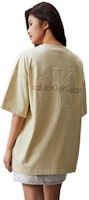 CALVIN KLEIN SS24 Baju-T Logo Embossed Kapas Unisex Berat Santai. J400377 15