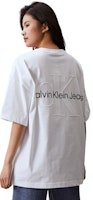 CALVIN KLEIN SS24 Baju-T Logo Embossed Kapas Unisex Berat Santai. J400377 28