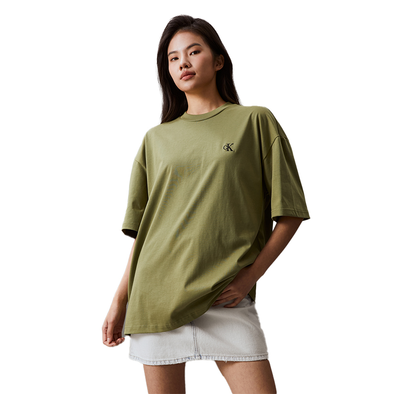 Details for CALVIN KLEIN SS24 Baju-T Logo Embossed Kapas Unisex Berat Santai. J400377