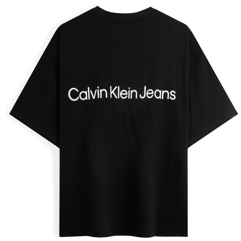 Cheap CALVIN KLEIN SS24 Baju-T Logo Embossed Kapas Unisex Berat Santai. J400377