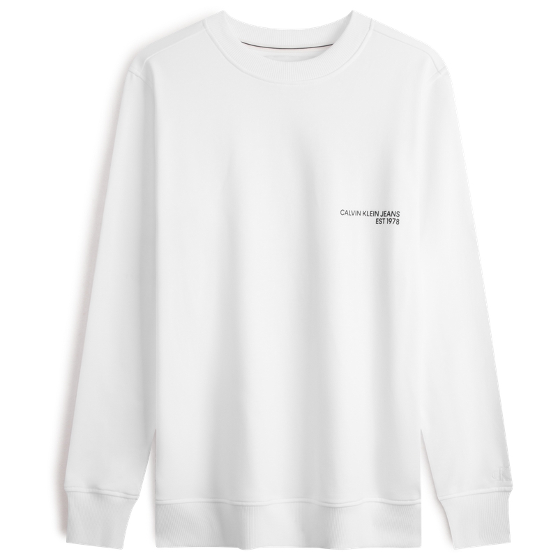 Calvin Klein SS24 Graffiti Print Cotton Crewneck Sweatshirt Moonlight White J325059