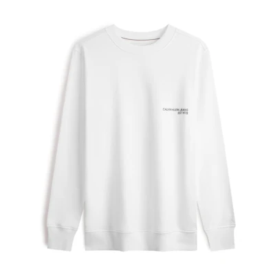 Calvin Klein SS24 Graffiti Print Cotton Crewneck Sweatshirt Moonlight White J325059