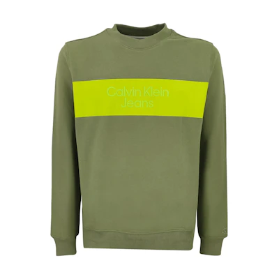 Calvin Klein Striped Cotton Sweatshirt Green J30J320033L9F