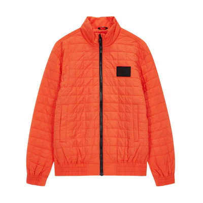 Calvin Klein Stylish Casual Plaid Patch Stand Collar Jacket Orange J321911-S04