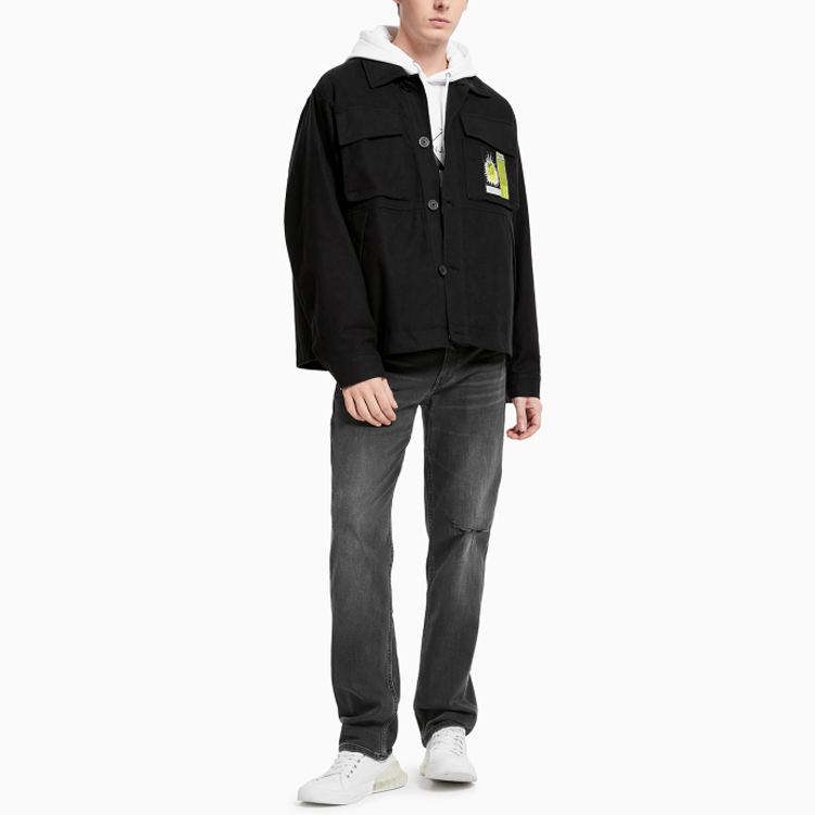 Shop CALVIN KLEIN Jaket Denim Cetakan Harimau Unisex Hitam Lengan Panjang J400111-BEH