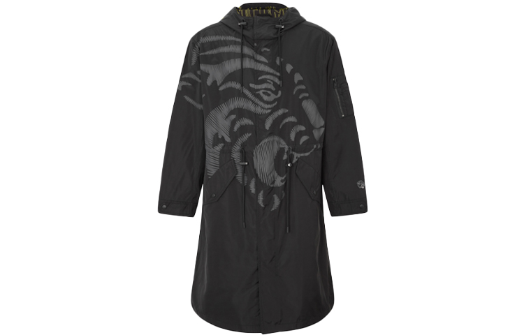 Calvin Klein Tiger Print Hooded Jacket Unisex Black Medium Length J400118-BEH