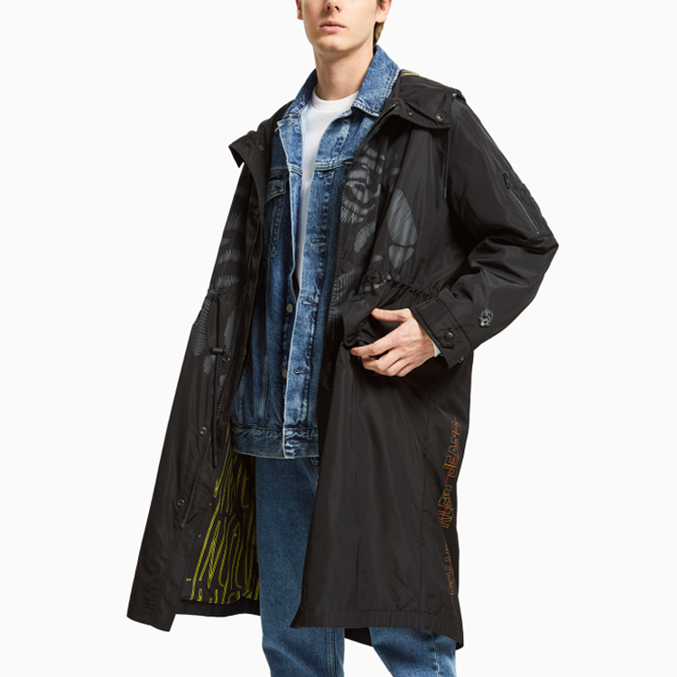 Details for Calvin Klein 老虎紋印花連帽外套 中性 黑色 中長款 J400118-BEH