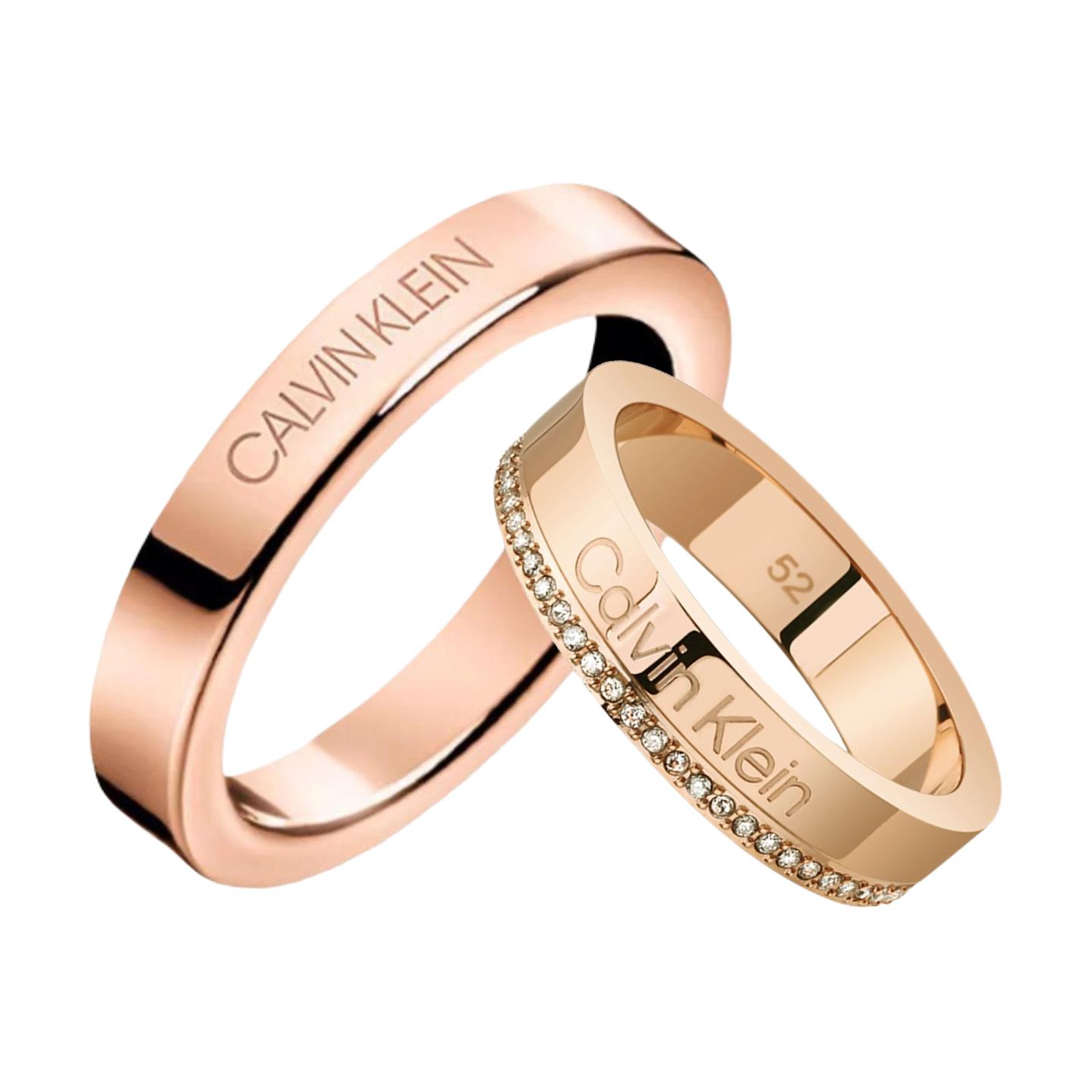 Calvin Klein Titanium Steel Crystal Ring Minimalist Unisex Couple Design. CP35000202