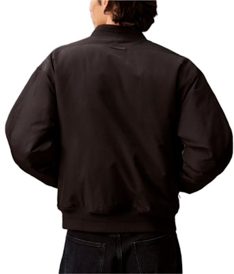 CALVIN KLEIN Unisex Black Solid Color Relaxed Fit Baseball Collar Jacket 40EM525-UB1 Lookbook CALVIN KLEIN Unisex Black Solid Color Relaxed Fit Baseball Collar Jacket 40EM525-UB1