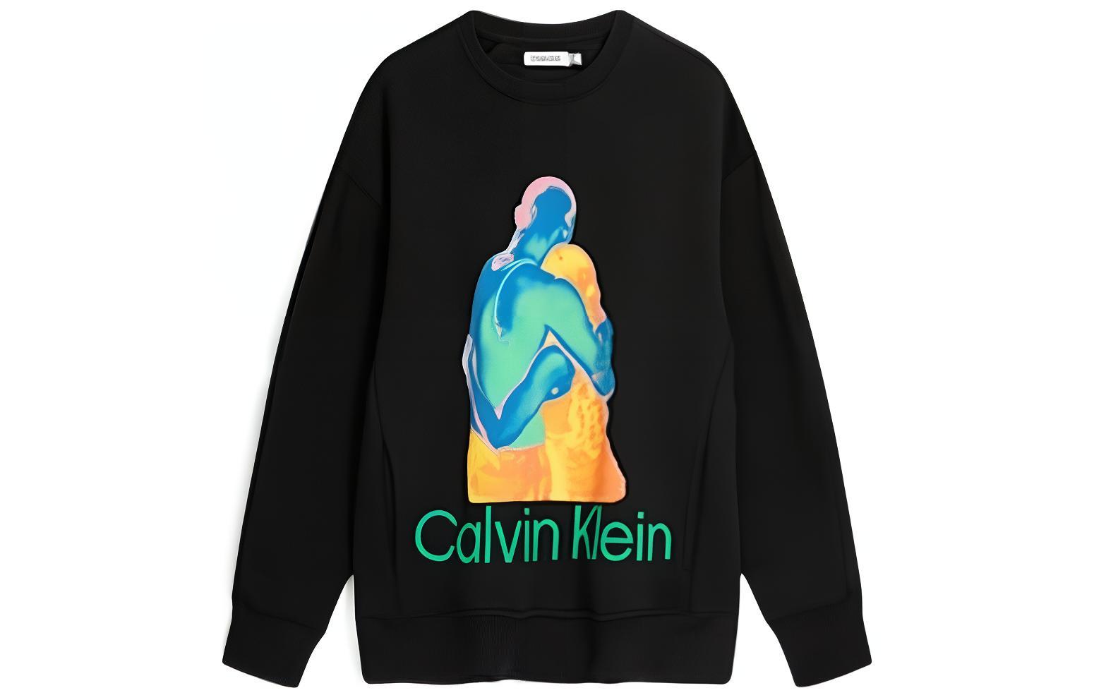 Calvin Klein Unisex Loose Fit Logo Print Crewneck Sweatshirt Space Black 40800ST