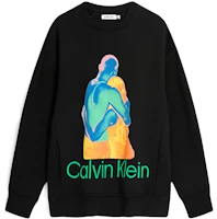 Calvin Klein Unisex Loose Fit Logo Print Crewneck Sweatshirt Space Black 40800ST Calvin Klein Unisex Loose Fit Logo Print Crewneck Sweatshirt Space Black 40800ST
