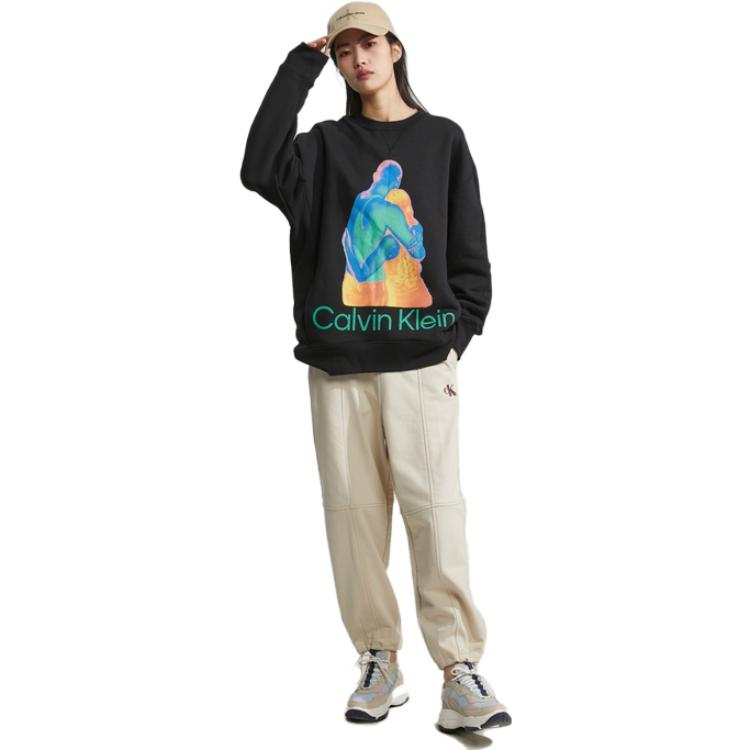 Shop 卡尔文克雷恩男女宽松版LOGO印花圆领卫衣太空黑 40800ST