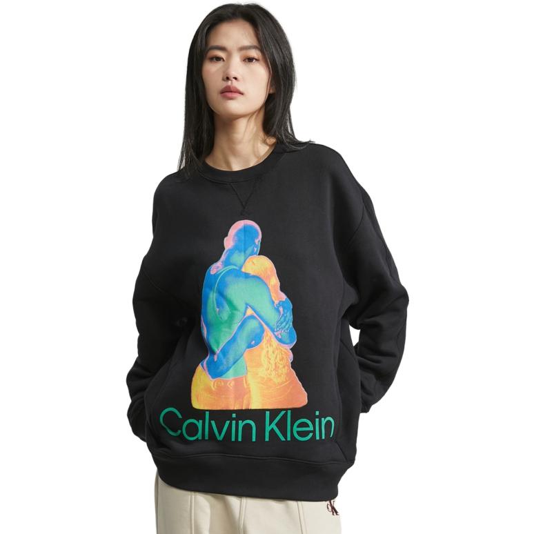 Details for 卡尔文克雷恩男女宽松版LOGO印花圆领卫衣太空黑 40800ST
