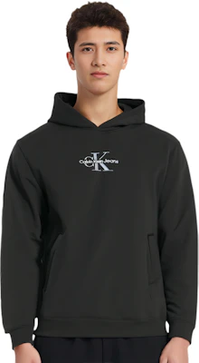 Calvin Klein 男女同款宽松款徽标印花连帽卫衣 黑色 J325480-BEH Shop Calvin Klein 男女同款宽松款徽标印花连帽卫衣 黑色 J325480-BEH